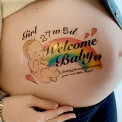 虹赤ちゃん マタニティシール マタニティフォト マタニティペイントシール 夫婦