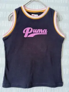 #2821 PUMA ノースリーブタンクトップ ネイビー×ピンクロゴ Mサイズ