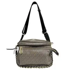 マイケルコース ボディバッグ MKロゴ 総柄 レザー ダークブラウン