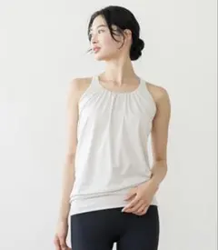 【SUKALA】フロントギャザークロスキャミソール　サンドベージュ　L