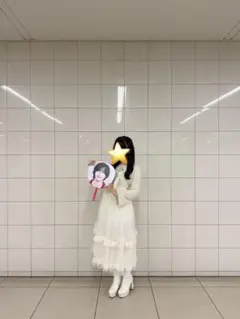 白 リボン キャミワンピース フリル ホワイト アイボリー