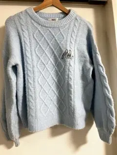 ALGY 水色 ケーブル編みセーター