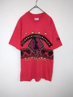 ヘインズ　1992年製　希少　シングルステッチ　Tシャツ　メンズM　赤色　刺繍