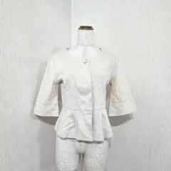 INED ノーカラージャケット ライトベージュ クロップド（9）