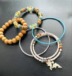 ブレスレットまとめ売りビーズ 木製 アクセサリー イルカチャーム付夏海