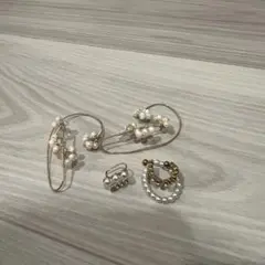 パールゴールドイヤーカフ・イヤーフック4点セット