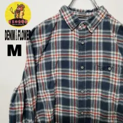 usa古着 DENIM＆FLOWER ネルシャツ M ダークブルーレッド