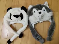 ふわもこ♡パンダさん帽子 ぬいぐるみ 着ぐるみ モノトーン 大熊猫 