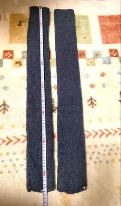 モフモフダークグレー リブ編み ロングレッグウォーマー　75㎝