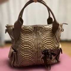 パイソン柄 2WAY ショルダーバッグ リボン装飾のサムネイル