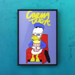 ★A4フレーム付き★オリジナル アートポスター CINEMA DUCK アヒル