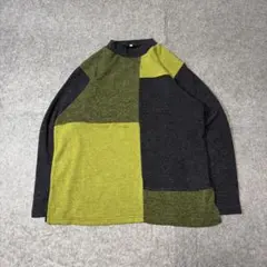 長袖 カットソー トップス パッチワーク LL カジュアル レトロ モード