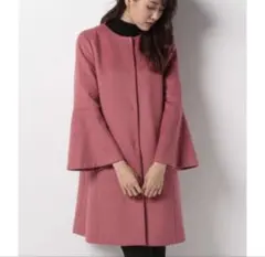 【美品】ANAYI（アナイ） メルトンカラースリーブコート ピンク 34サイズ