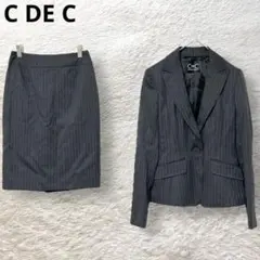 C DE C 日本製 スカートスーツ上下 ストライプ テーラード 34 ビジネス