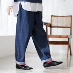 【美品】studio clip エブリワンフィットデニムパンツ　フリーサイズ