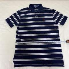 Ralph Lauren ネイビー ホワイト ストライプ ポロシャツ