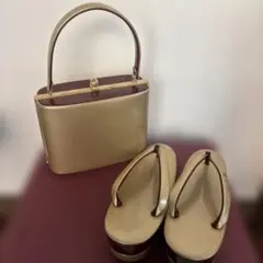 和装用バッグ 草履セット ゴールド系　　082
