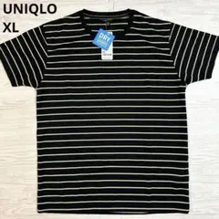 新品 UNIQLO ドライメッシュ ボーダーTシャツ XL メンズ ブラック