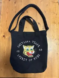 Onitsuka Tiger 猫刺繍 トートバッグ 黒