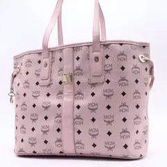 美品 MCM トートバッグ ショッパー　ピンク レザー スタッズ 1361のサムネイル