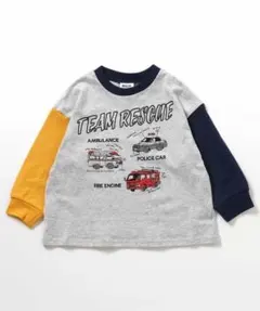 新品90 グラフィック長袖Tシャツ 消防車　パトカー　救急車　ブリーズ