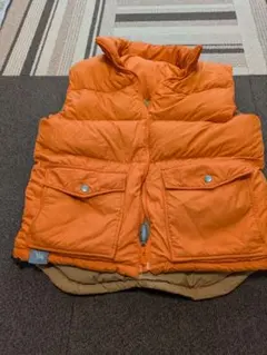 リバーシブルダウンベスト オレンジ ブラウン