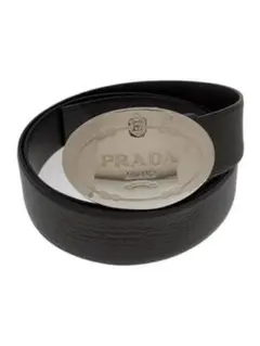 美品】PRADA プラダ ガチャベルト シルバー金具 レザー キャンバス 黒