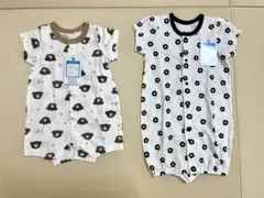【新品・未使用】クマ柄・花柄ロンパース2点セット