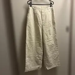 No.436ローリーズファームアイボリー ワイドパンツ ハイウエストL