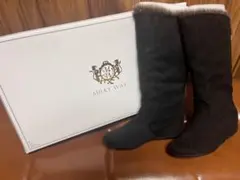 ブラック ファー付きロングブーツ ムートン