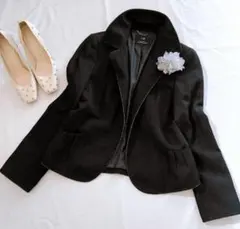 23区 オンワード樫山 日本製♥ツイードパイピングジャケット セレモニー 黒ラメ