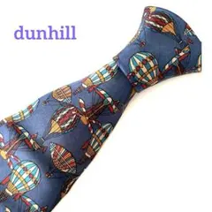 極美品 dunhill ダンヒル ネクタイ 気球柄 バルーン柄 ネイビー シルク