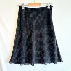 【アンタイトル】　ひざ丈スカート　水玉　ドット柄　フレアスカート　M　日本製