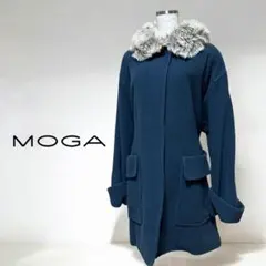 MOGA モガ 丸襟 ファー ウール コート アウター ミドル丈 Fのサムネイル