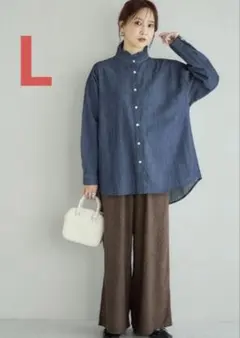 しまむら 田中里奈 ドット柄 イージーパンツ ワイドパンツ　ブラウン