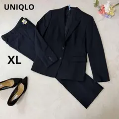 極美品✨ユニクロ　パンツスーツ　ストライプ　XL ネイビー　セットアップ