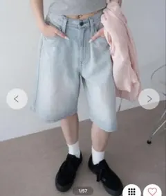 wego デニム ハーフパンツ インディゴ淡 Sのサムネイル