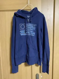 ポロジーンズカンパニー 刺繍 長袖 ジップパーカー M ネイビー