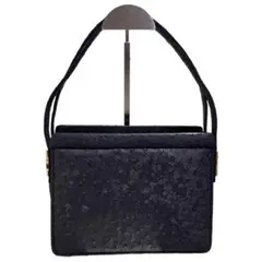 オーストリッチレザー 黒 ハンドバッグ