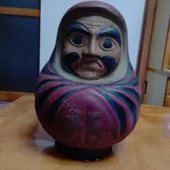 達磨人形 赤と黒のストライプ　陶器製