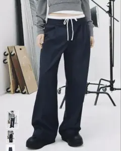 zara ネイビースラックス