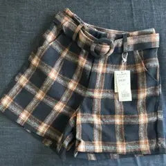 チェック柄ハーフパンツ ベルト付き
