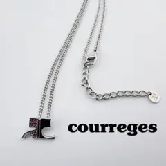 極美品　courreges ロゴ ネックレス ピンクストーン　シルバーカラーのサムネイル