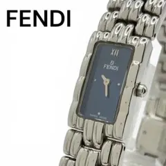 稼働品 FENDI 腕時計 バングル ピラミッド ダイヤカット ブルー文字盤