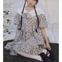 ジェーンマープル　シャーリングチェックスモックドレス ワンピース　美品 ジェーンマープル シャーリングチェックスモックドレス ワンピース 美