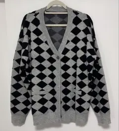 【新品未使用】 Dazy アーガイル 長袖 グレー カーディガン L