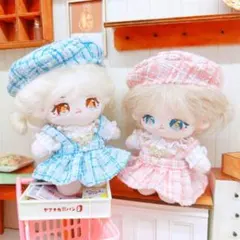 【新品未使用♡】2色セット 水色 ピンク ぬい服 セット ワンピース ベレー帽