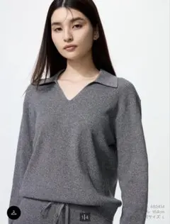 uniqloウォッシャブルニットリブポロセーター