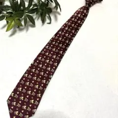ネクタイ シルク100% 虎柄 動物柄 ビジネス バーガンディ えんじ ボルドー