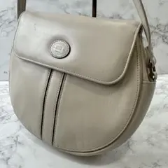 DAKS ダックス 本革 レザー サークル型 ミニショルダーバッグ ベージュ